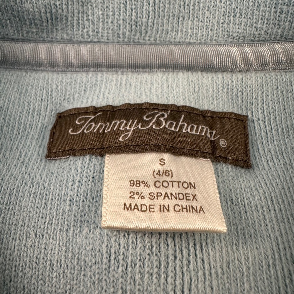 Tommy Bahama Womens Light Blue Ribbed 1/4 Zip Pullover Sweater Small TW2871 - Picture 2 of 8